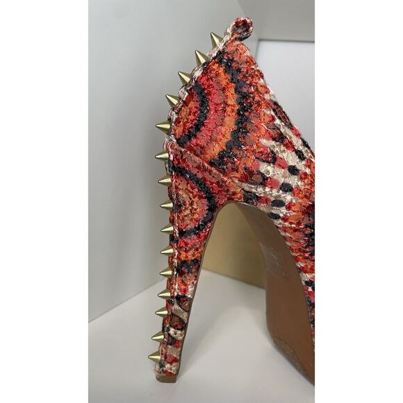 Wild Pair Y2K Alaina Studded High Heel Stiletto Pink Orange Geometric Size 8 - Picture 2 of 12